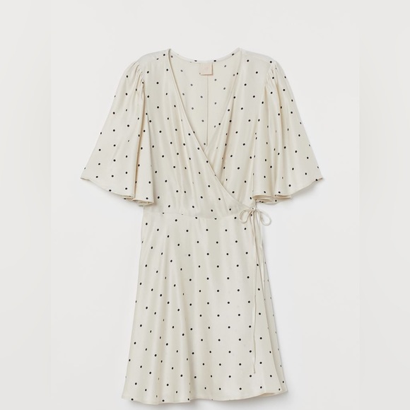 H&M satin-like polka dot wrap dress - Picture 1 of 6